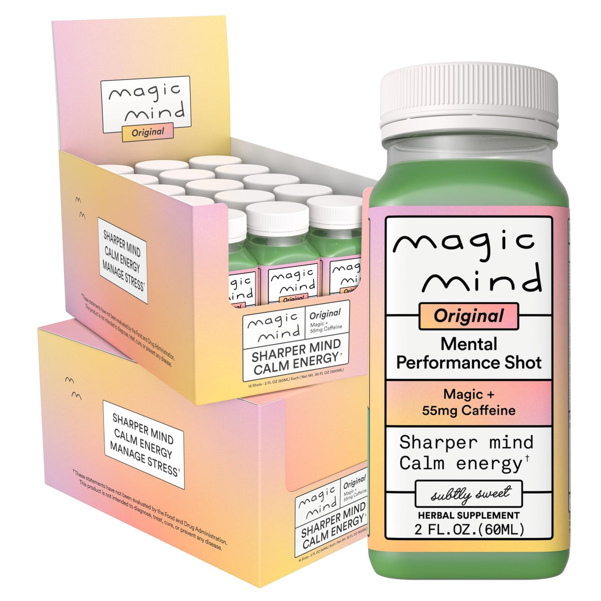 Magic Mind frontal del envase mostrando diseño y fácil consumo