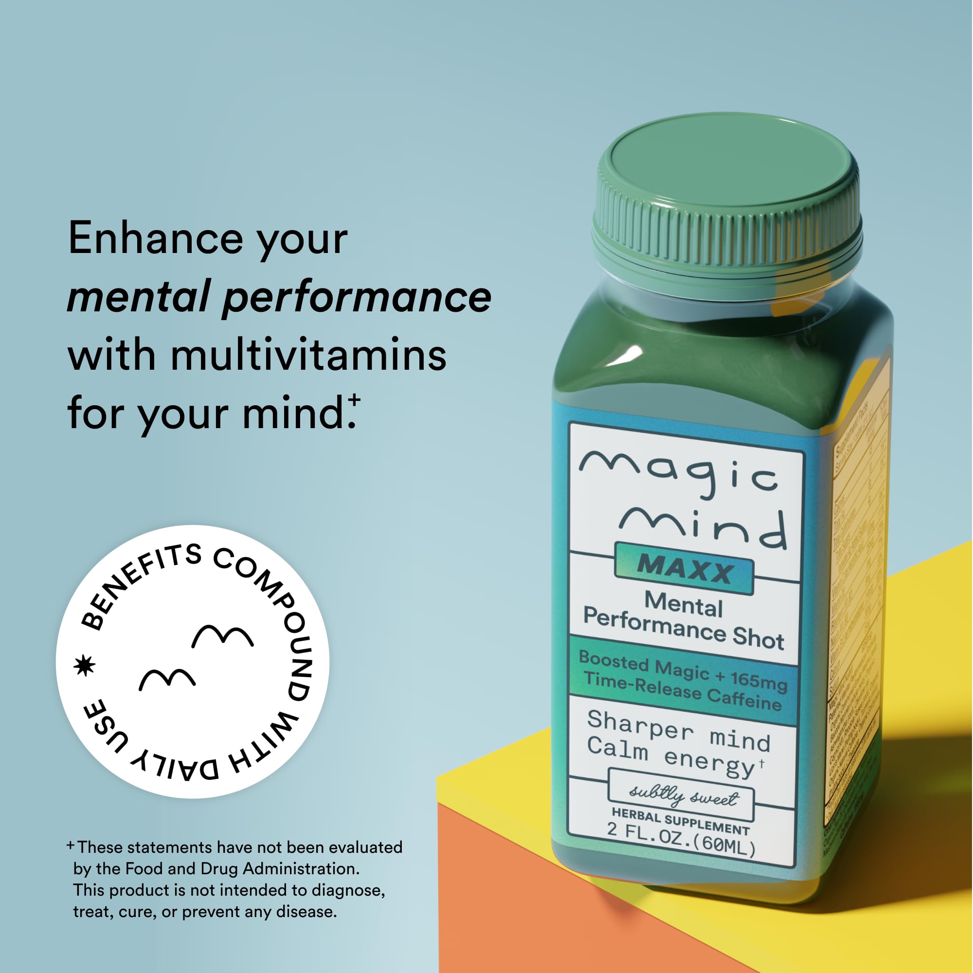 Magic Mind MAXX etiqueta con lista de ingredientes clave para soporte cognitivo