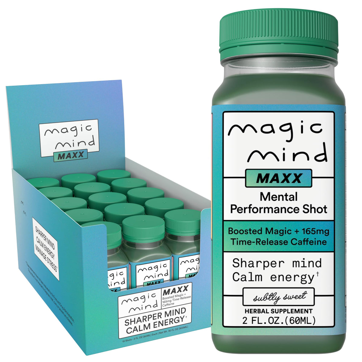 Magic Mind shot frontal del envase mostrando diseño y beneficio enfoque
