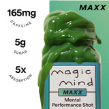 Magic Mind MAXX líquido del shot detallando textura y absorción rápida