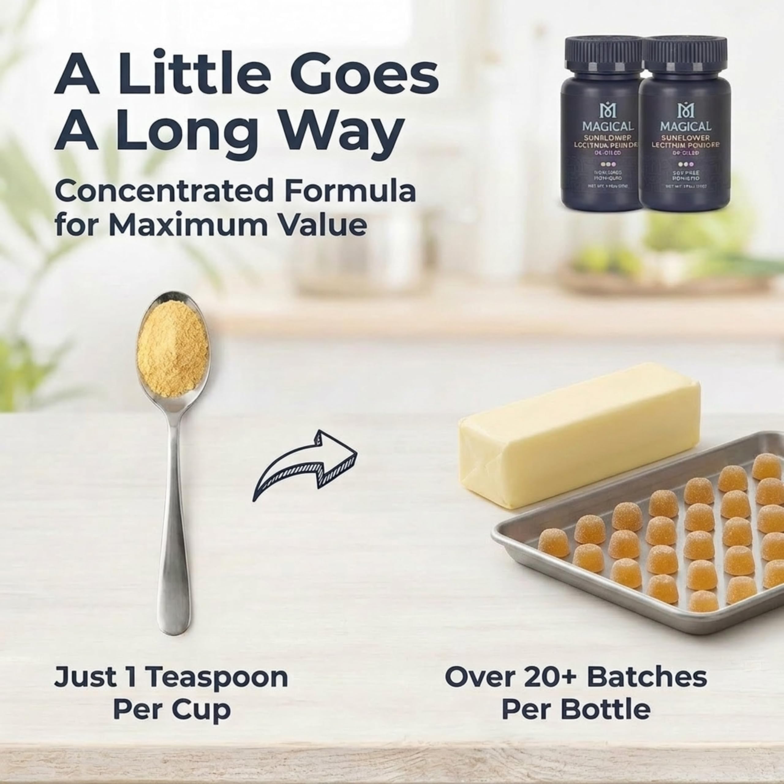 MAGICAL BUTTER comparación de tamaño en mano para referencia de porción