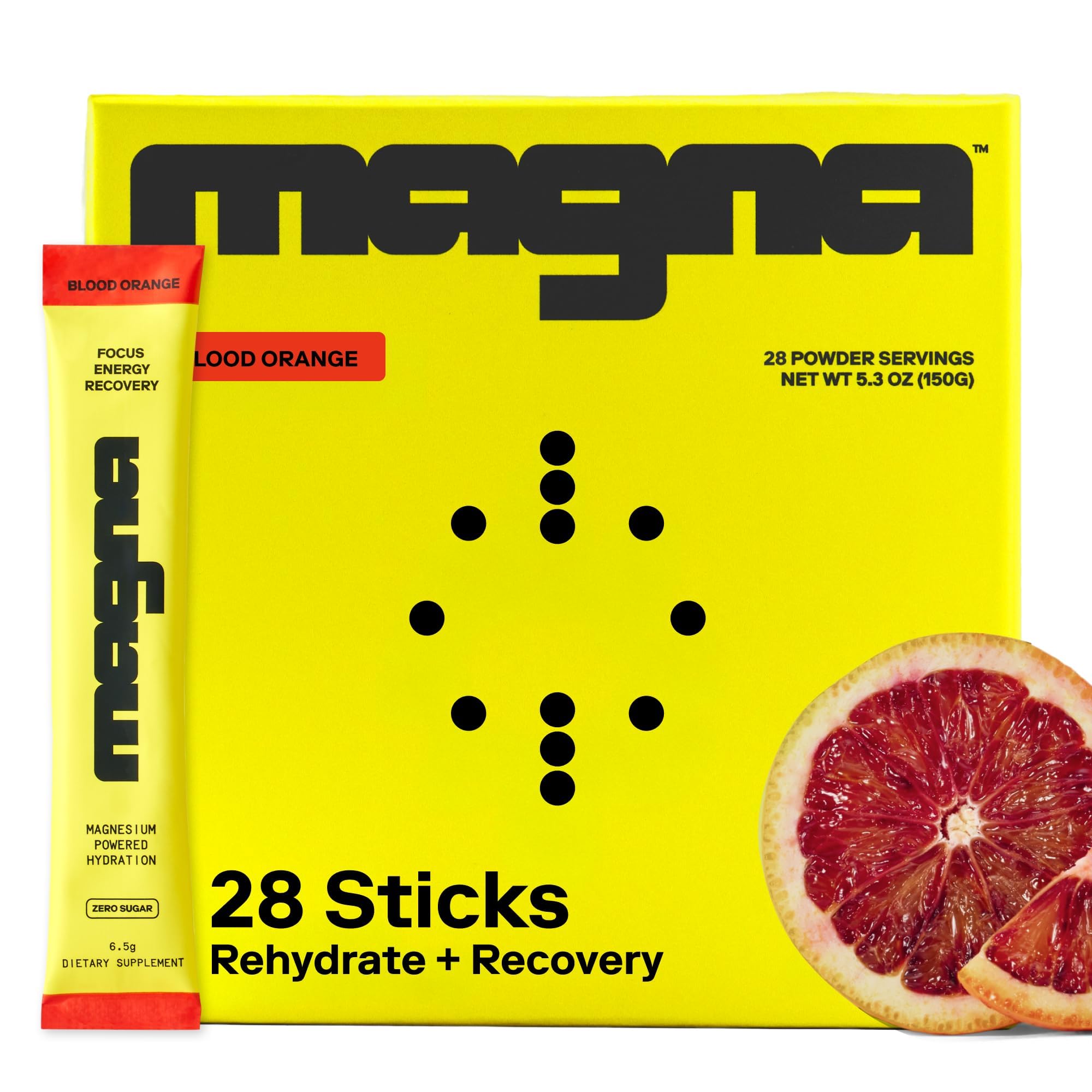 MAGNA empaque frontal Blood Orange mostrando el tamaño y diseño