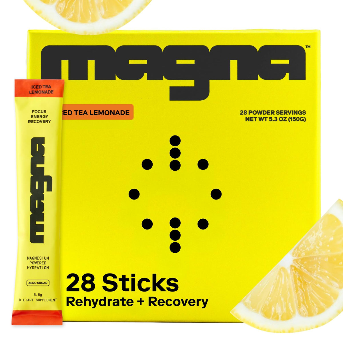 MAGNA frente del empaque Tea Lemonade mostrando porciones y beneficios
