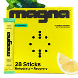 Magna frente del empaque mostrando porciones y sabor mint lemonade para hidratación rápida