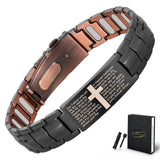 MagnetNova pulsera frontal con cruz mostrando diseño masculino y símbolo