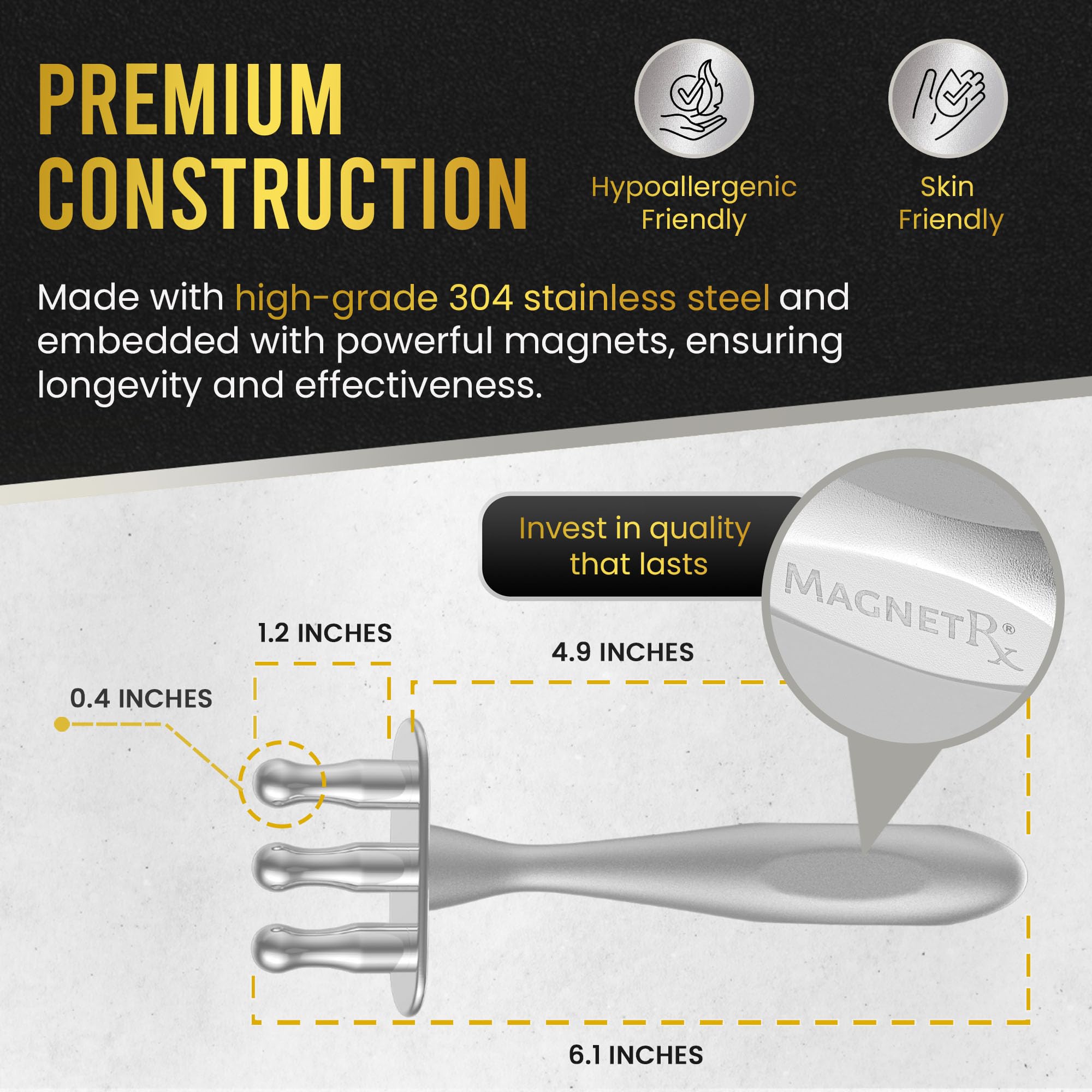 MagnetRX agarre ergonómico en la mano que reduce fatiga y mejora control durante masaje