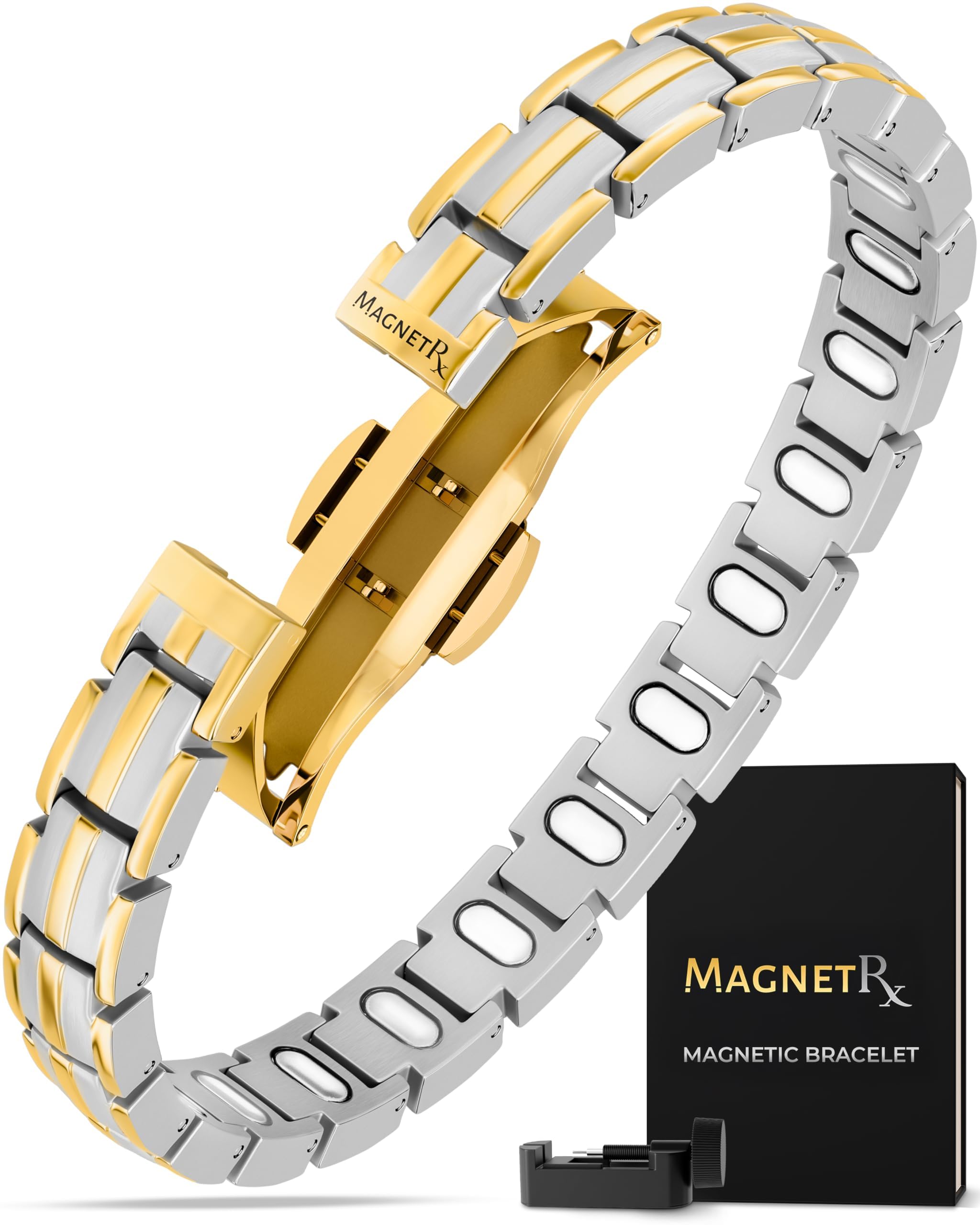 MagnetRX pulsera EllipseMAX vista frontal y elegante, ofrece estilo duradero