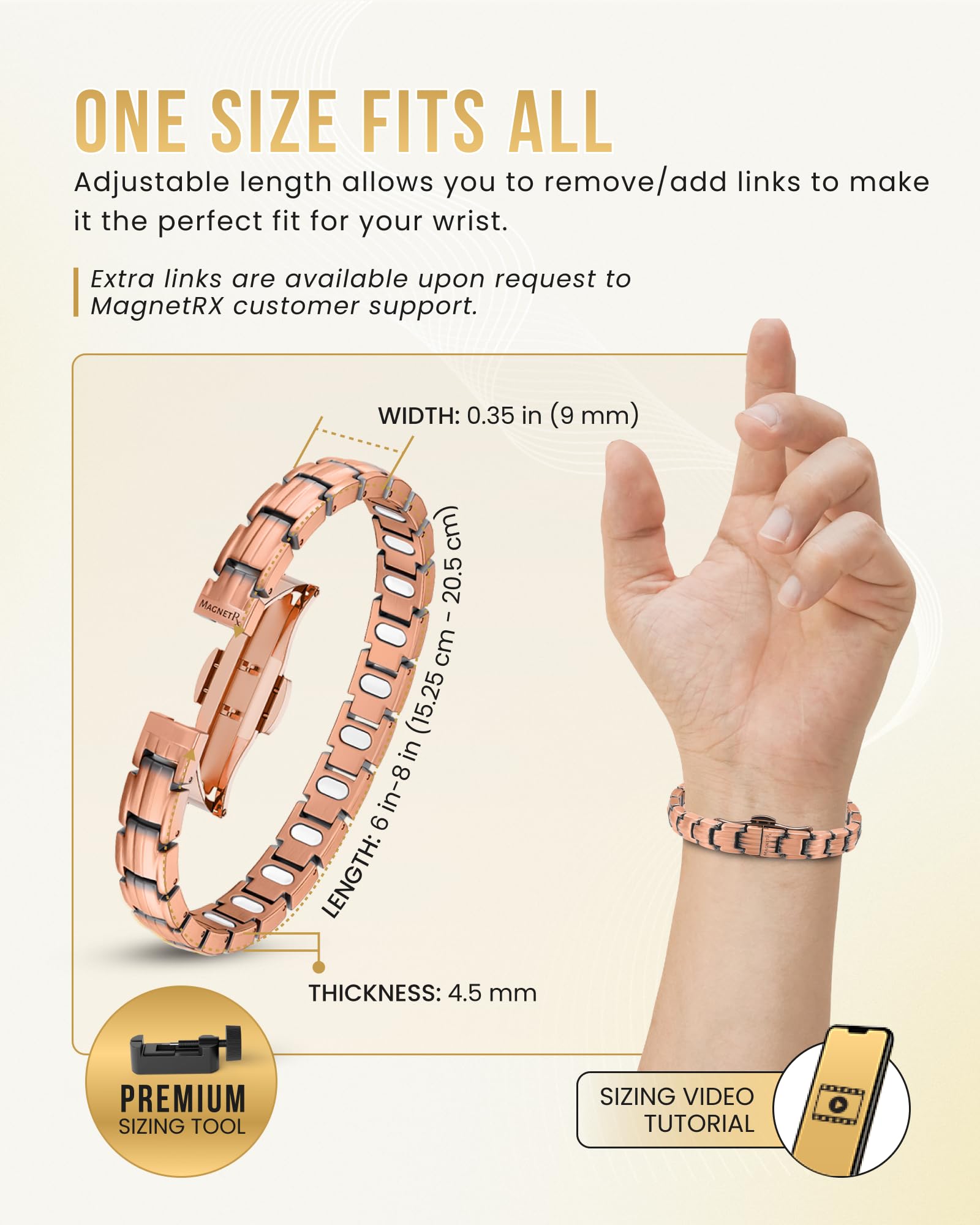 Pulsera MagnetRX EllipseMAX puesta en muñeca demostrando ajuste y estilo diario