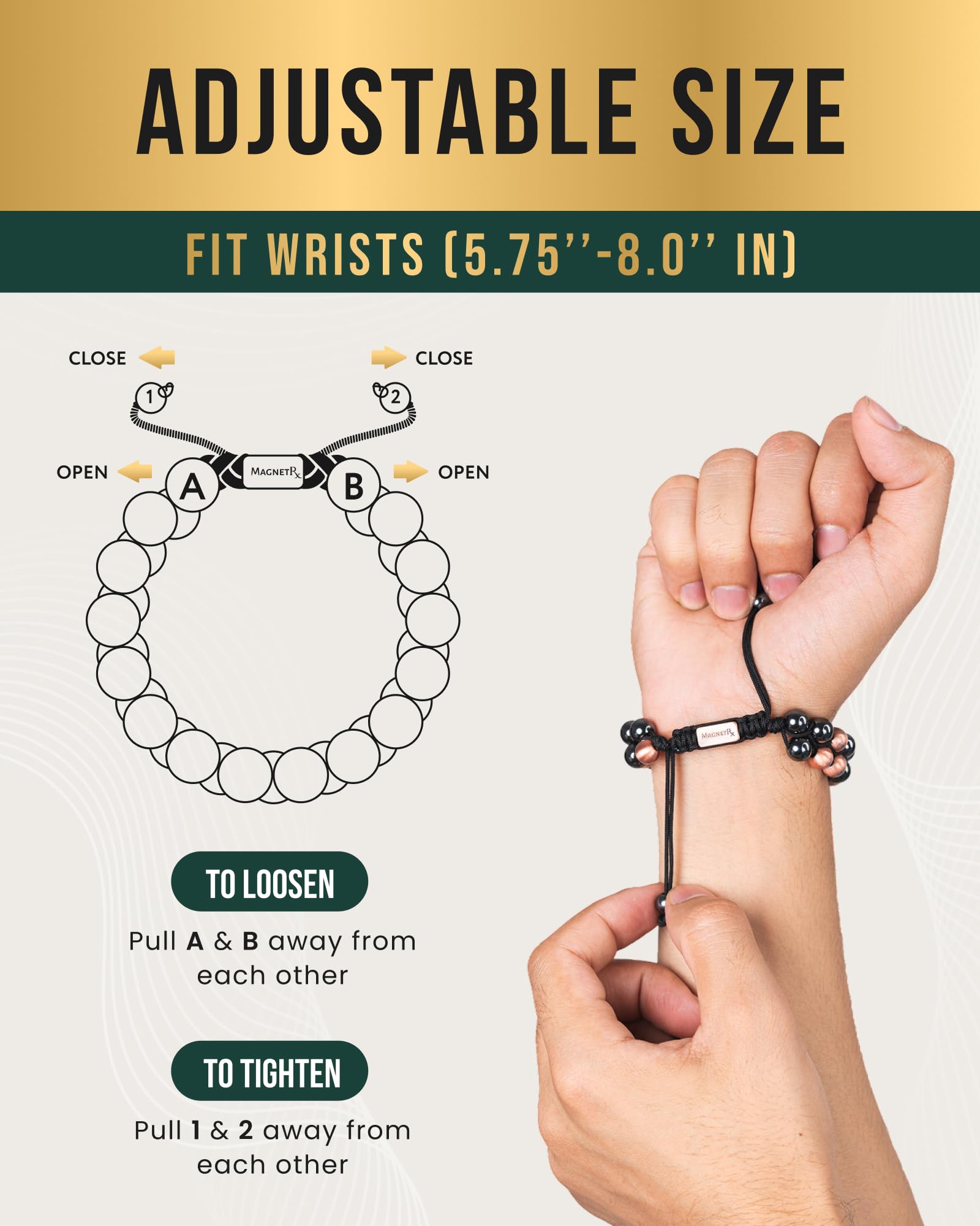 MagnetRX pulsera en muñeca de mujer combinando moda y resistencia diaria