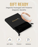 MagnetRX manual y embalaje abiertos, incluye guías de cuidado y soporte