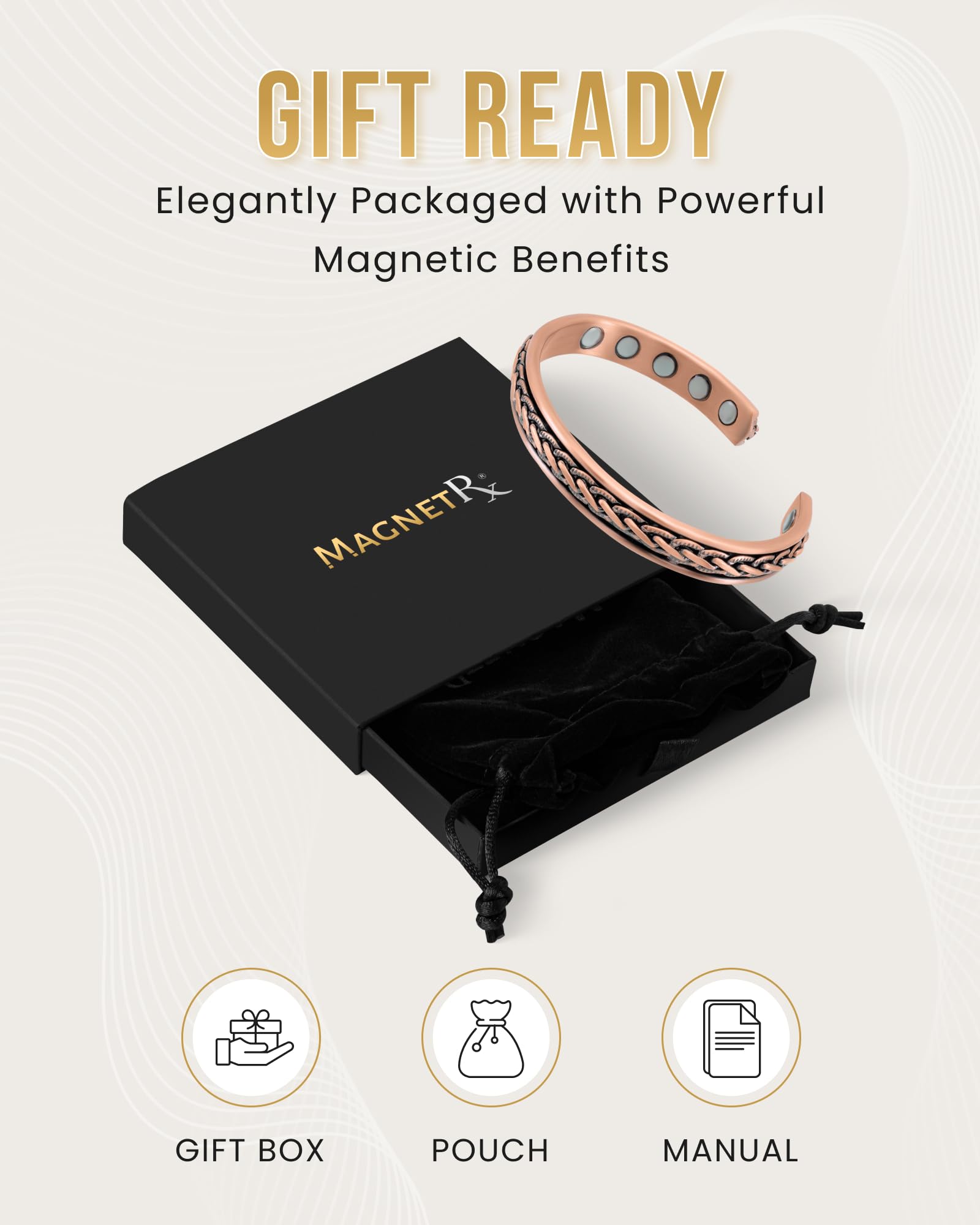 MagnetRX caja de regalo con bolsa de terciopelo lista para regalar