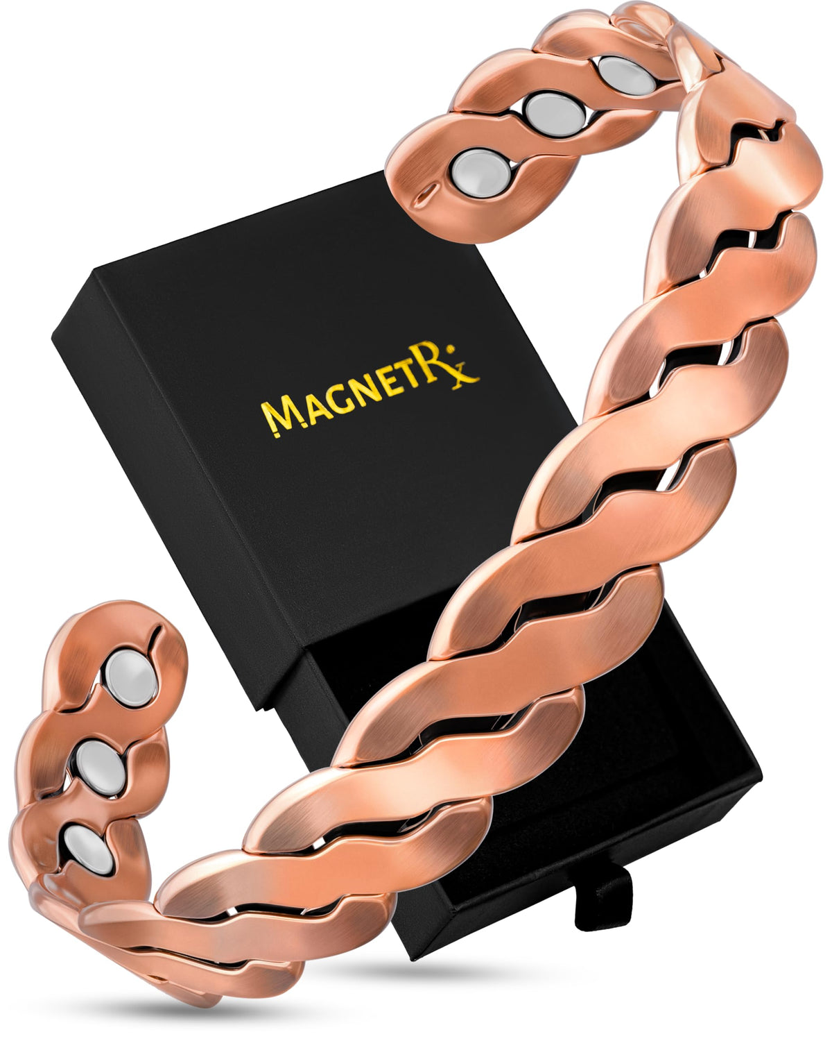 MagnetRX pulsera de cobre vista frontal elegante y ajuste confiable