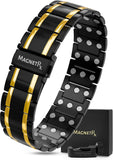 MagnetRX pulsera frontal mostrando diseño elegante y acabado negro dorado