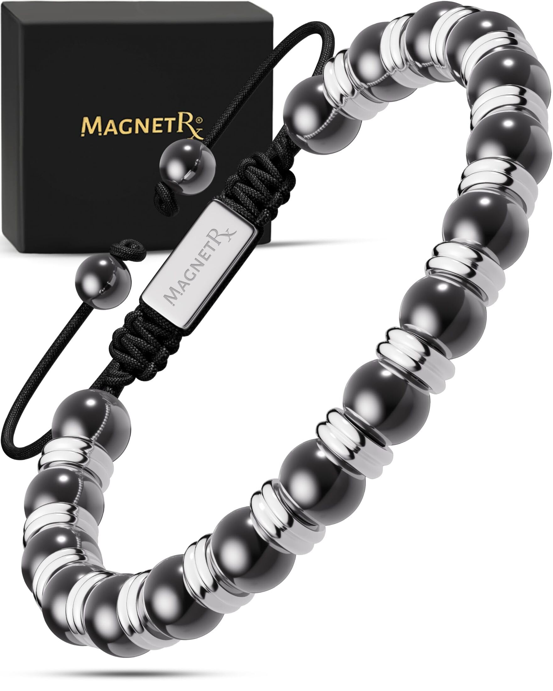 MagnetRX pulsera frontal en Plata Titan mostrando diseño elegante y acabado metálico