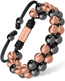 MagnetRX pulsera frontal mostrando cuentas de hematita y cobre y estilo elegante