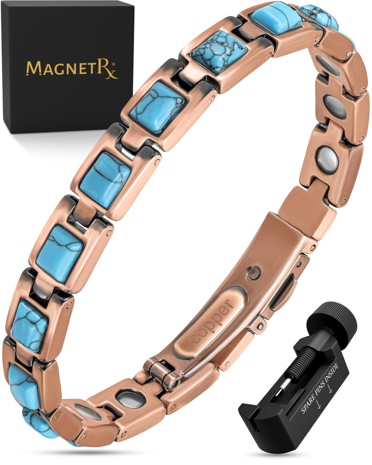MagnetRX pulsera frontal mostrando turquesa y diseño elegante