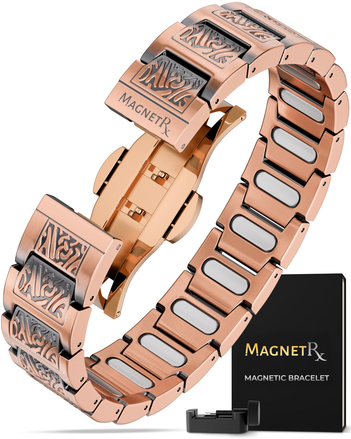 MagnetRX pulsera vikingo frontal mostrando diseño robusto y beneficio estético