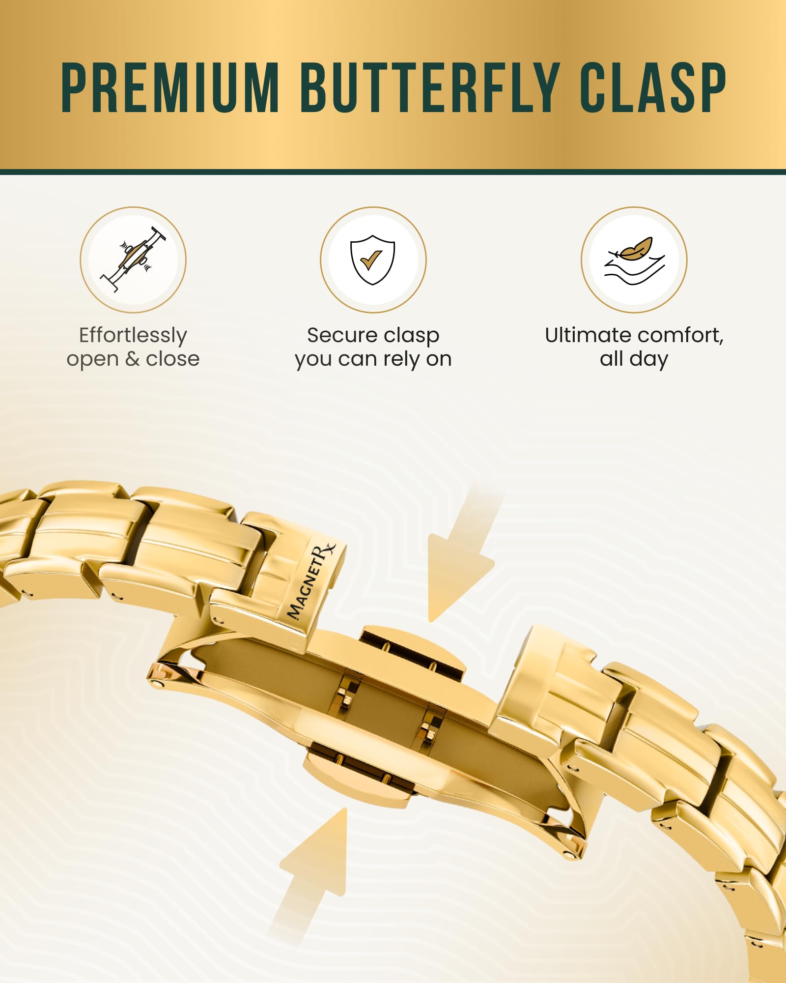 MagnetRX superficie de titanio dorado, resistente al deslustre y ligera