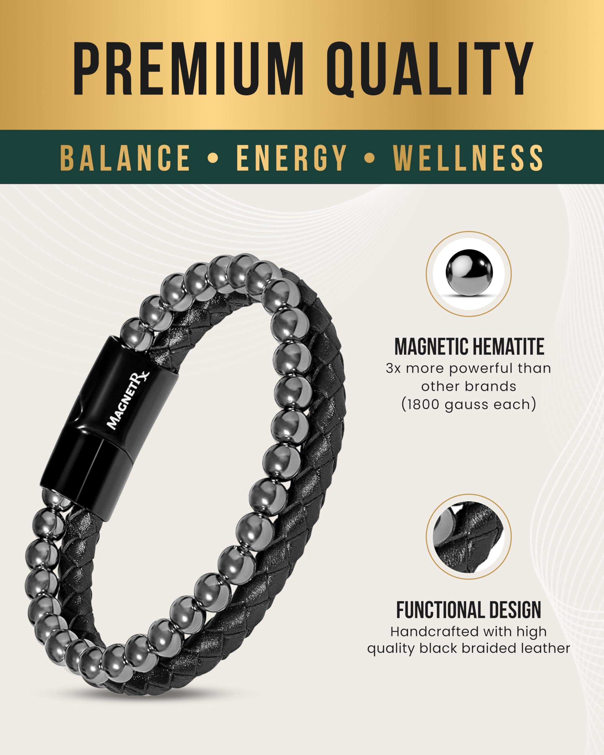 MagnetRX pulsera en muñeca masculina mostrando ajuste y estilo