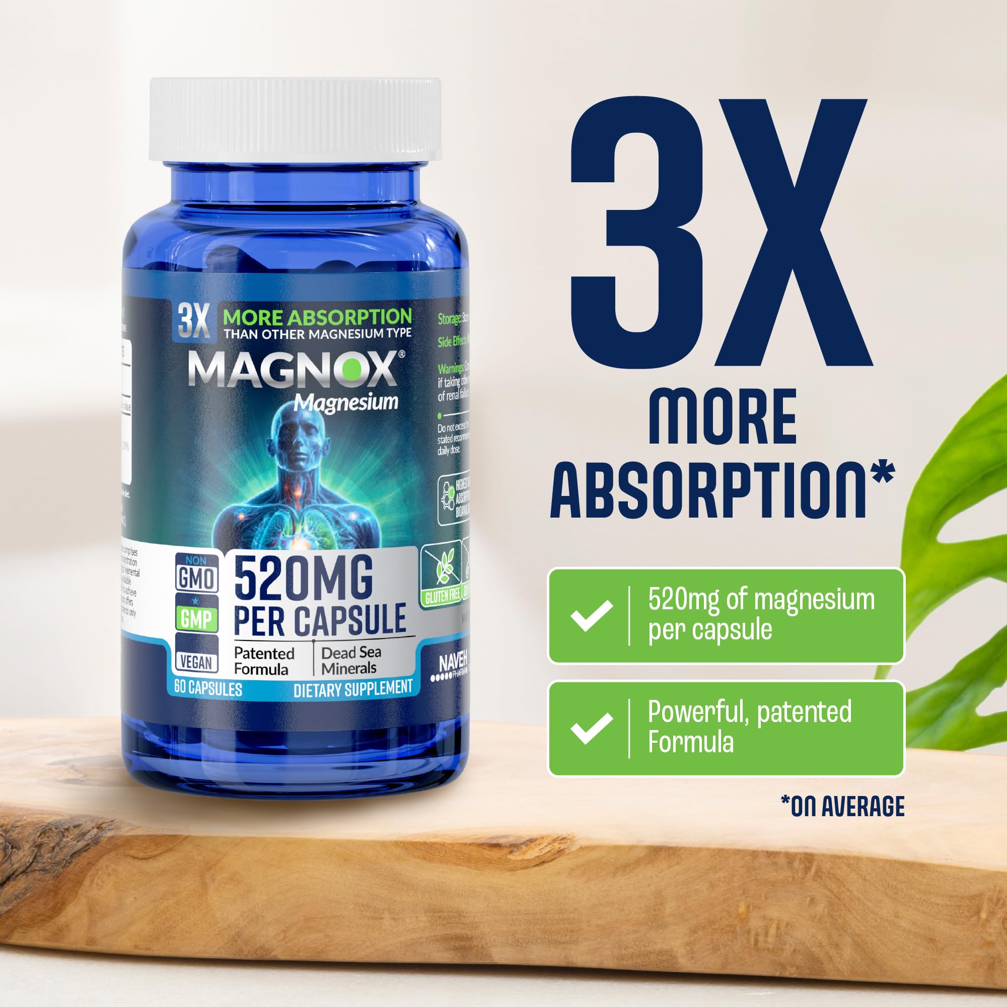 MAGNOX cápsula en primer plano que muestra textura y fácil de tragar