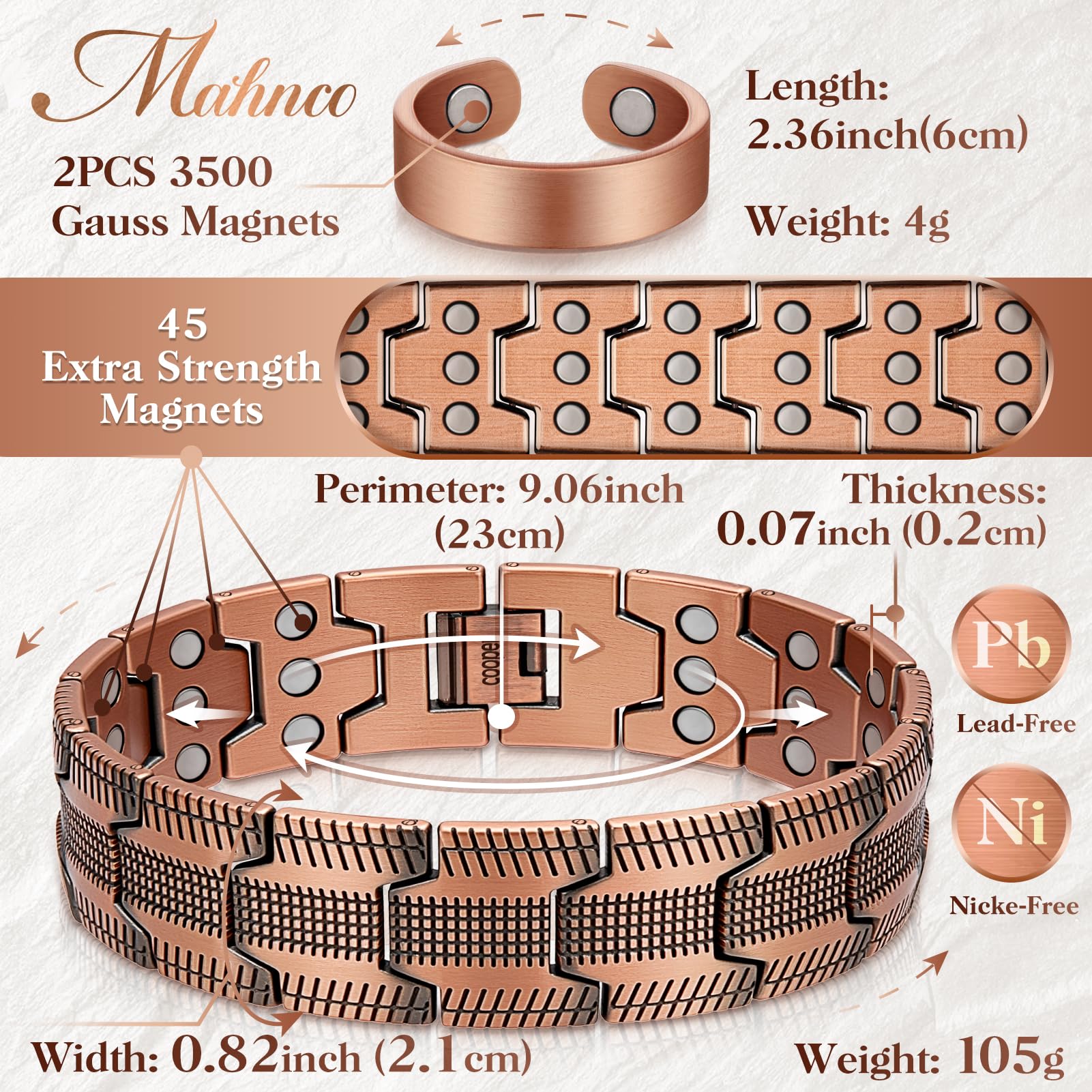 Mahnco pulsera en muñeca ilustrando aspecto masculino y presencia