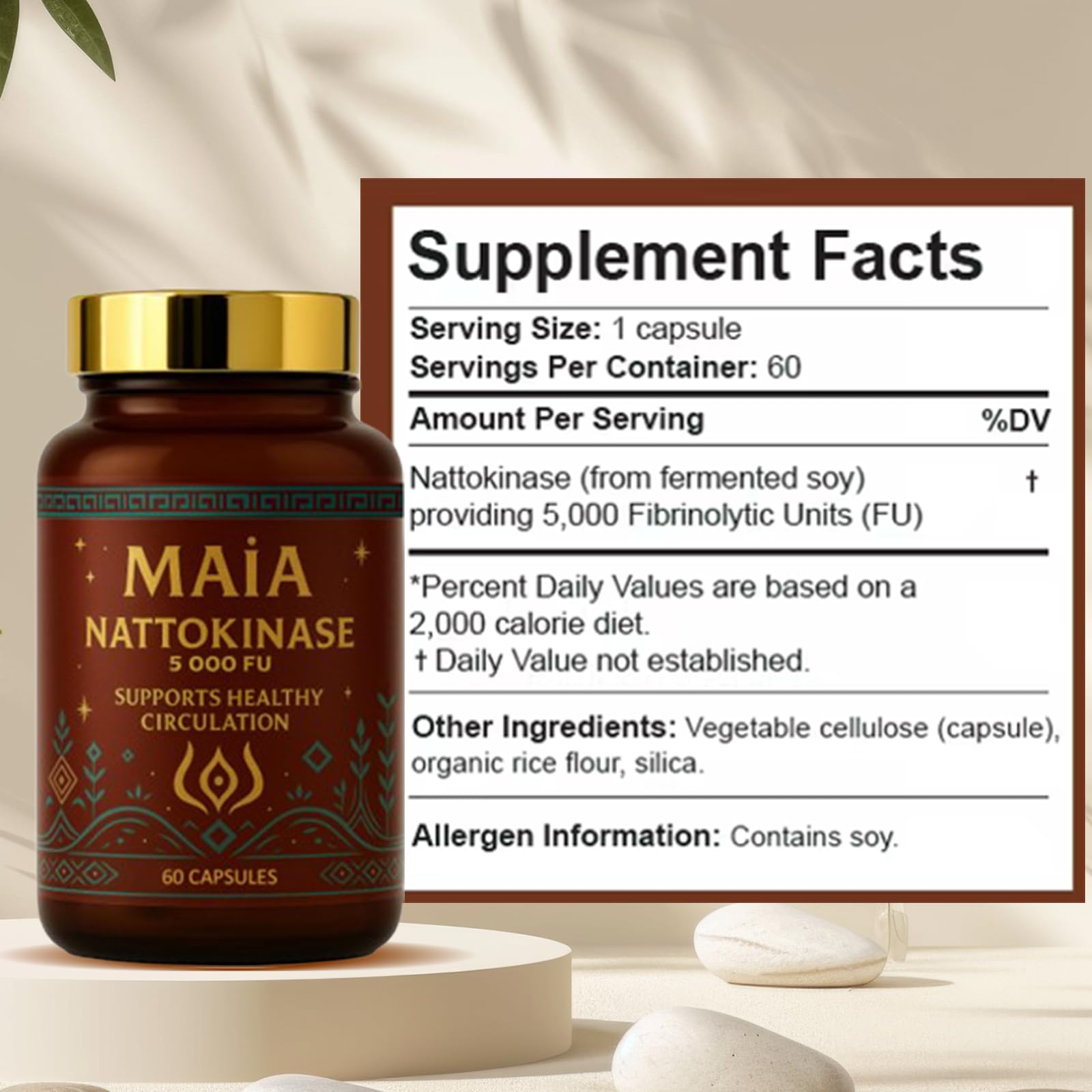 MAÏA primer plano de una cápsula vegetal que destaca pureza y textura