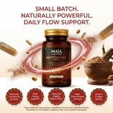 MAÏA SUPERFOODS frasco junto a otros suplementos para organización diaria