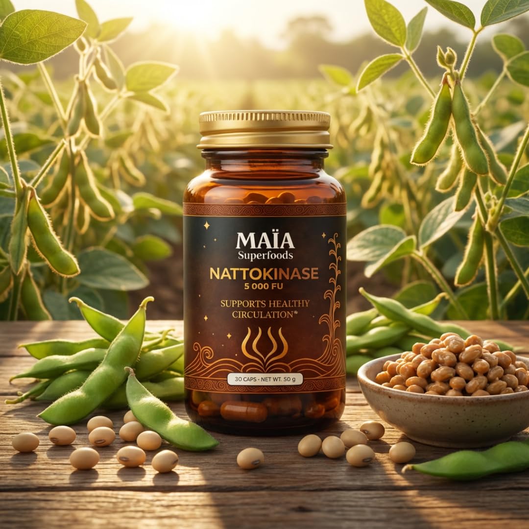 MAÏA SUPERFOODS detalle de embalaje ecológico y sellos de calidad