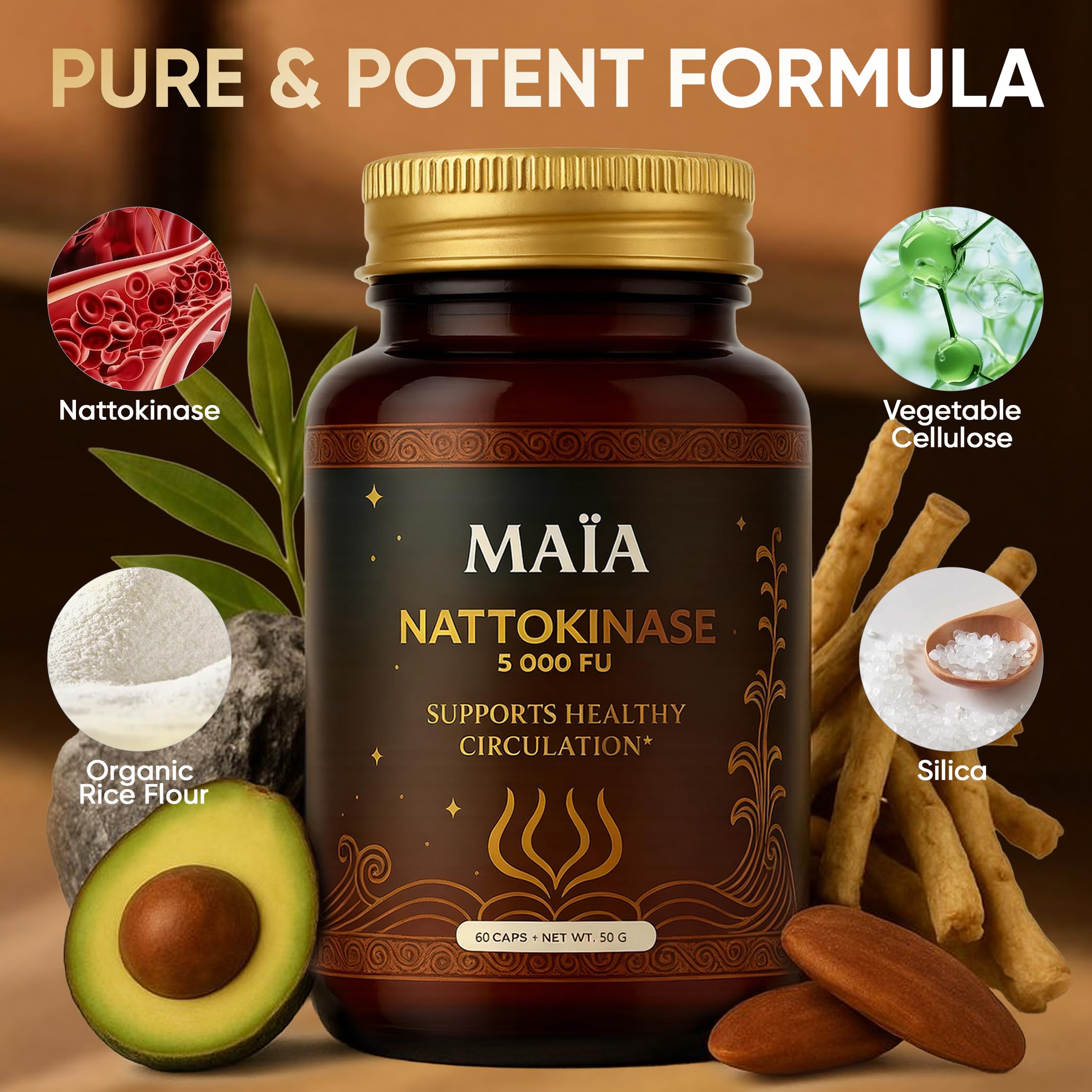 MAÏA textura del ingrediente en polvo destacando pureza y concentración