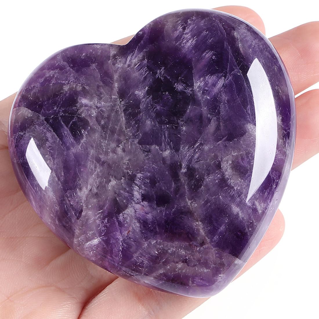 MAIBAOTA corazón de amatista frontal mostrando forma y color, ideal para regalar
