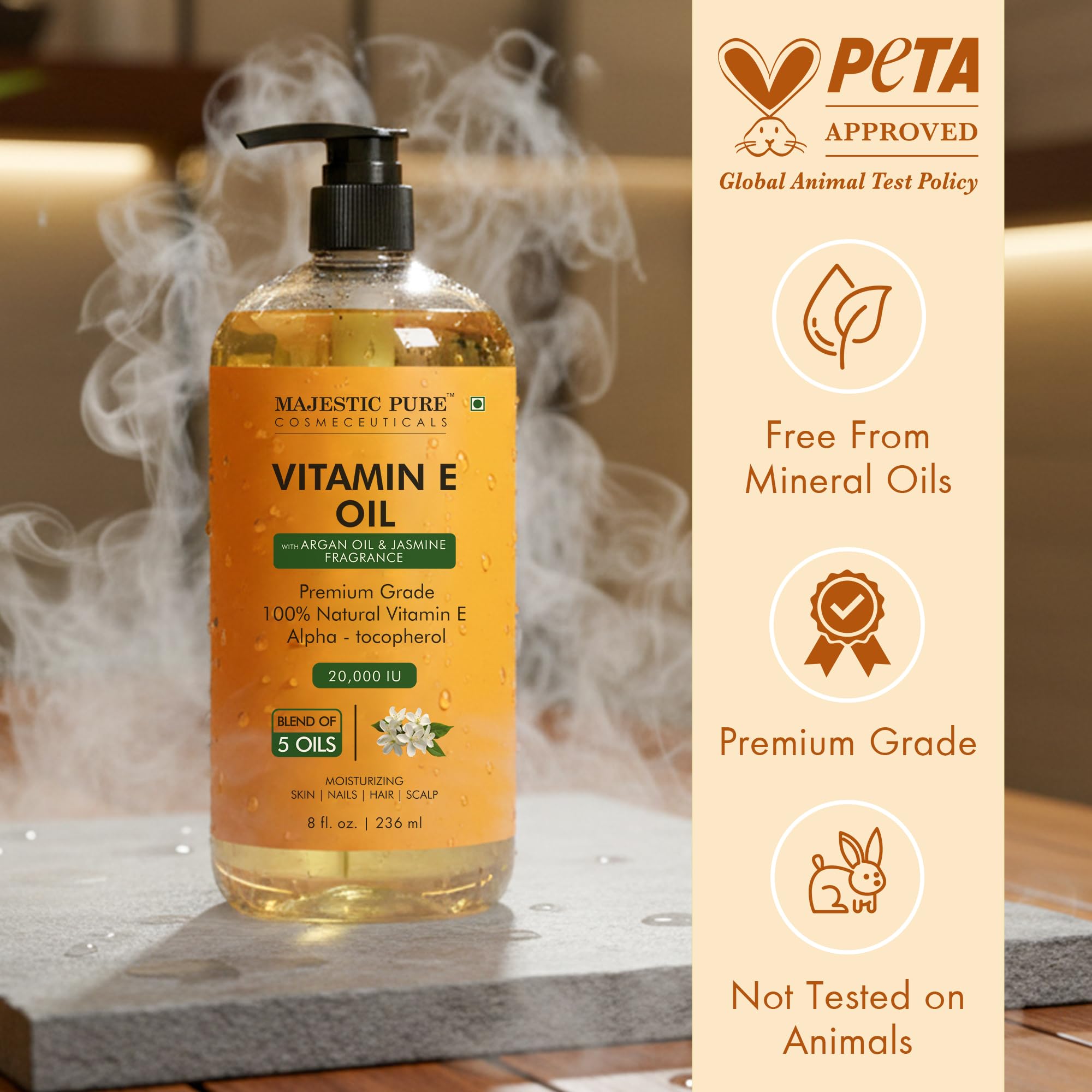 Majestic Pure etiqueta con ingredientes clave y beneficios visibles
