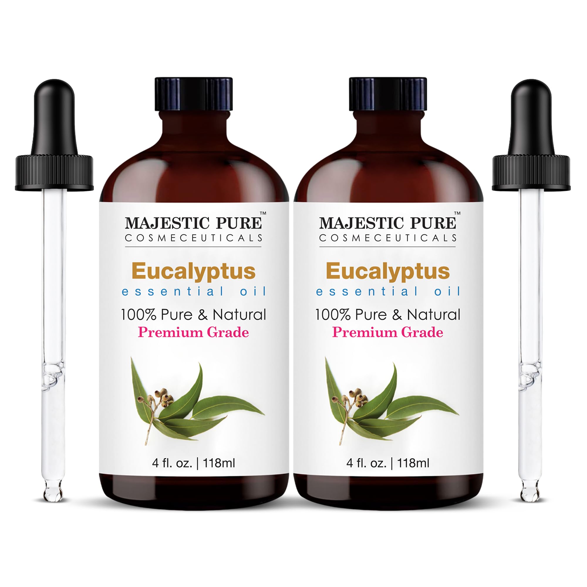 Majestic Pure frasco frontal mostrando etiqueta y beneficio de pureza