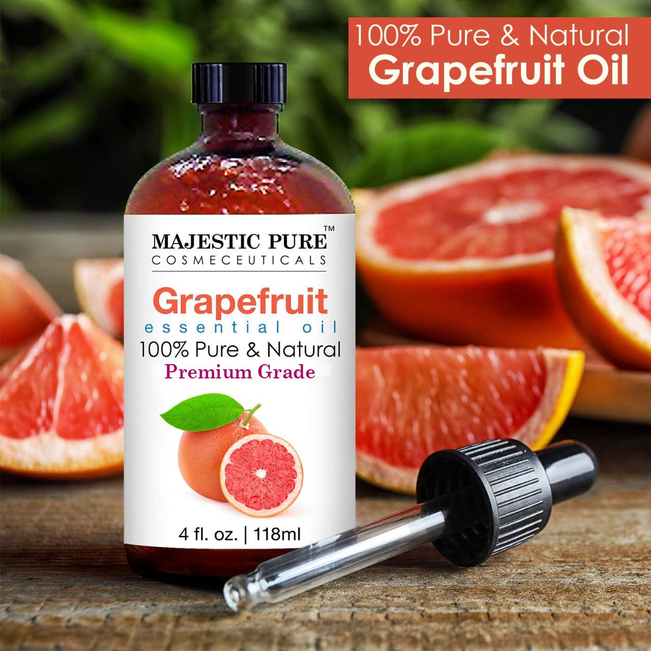 MAJESTIC PURE gota de aceite esencial de pomelo con brillo natural