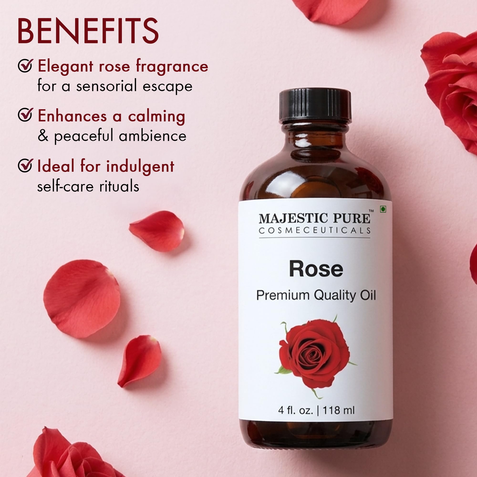 Detalle de gota y textura del aceite Majestic Pure Rose, muestra pureza y consistencia