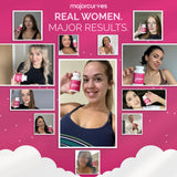 Major Curves estilo de vida: mujer segura mostrando escote mejorado