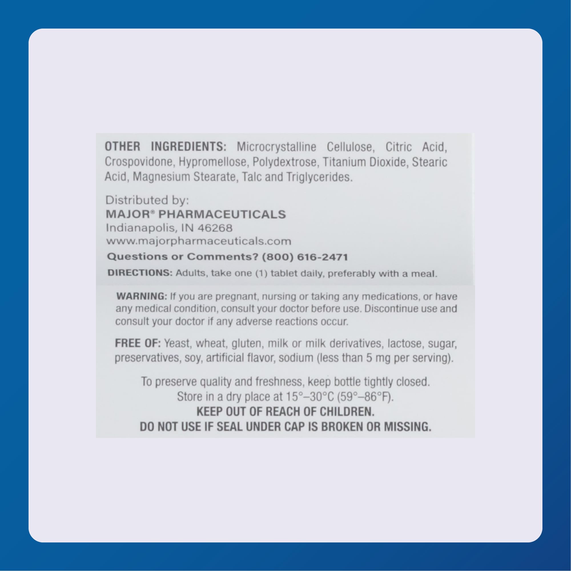 Major etiqueta con ingredientes y dosis clara para seguridad