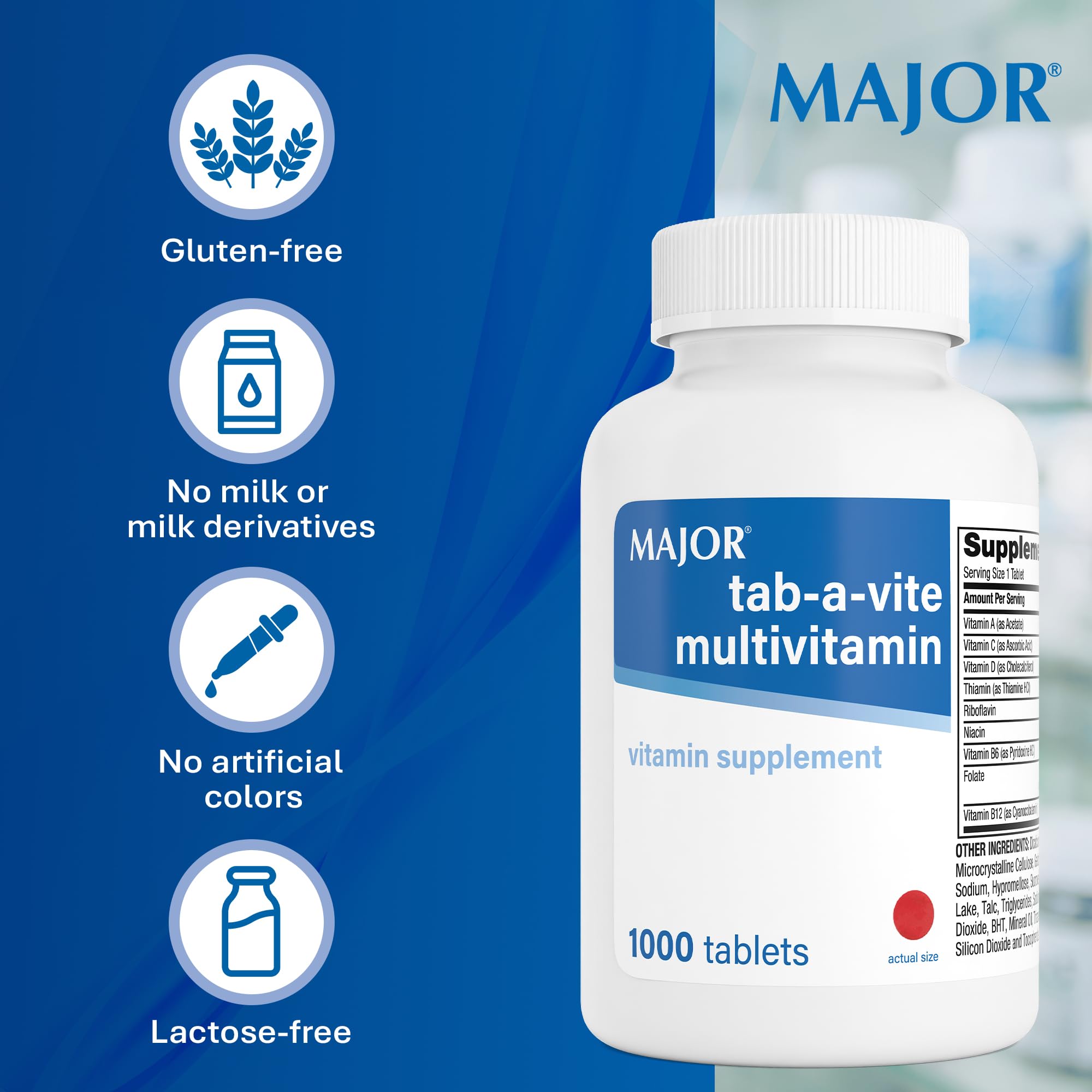 MAJOR caja y frasco dispuestos, beneficio: presentación completa para almacenamiento