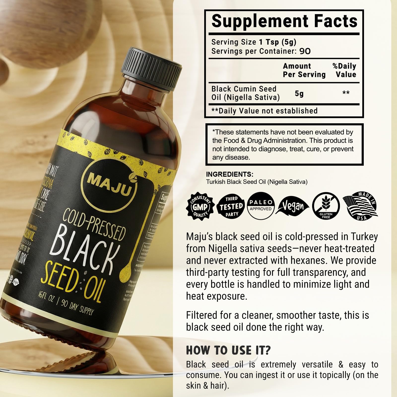 Maju Superfoods semillas de comino negro, materia prima natural auténtica