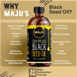 Maju Superfoods botella junto a mano, escala y tamaño real práctico