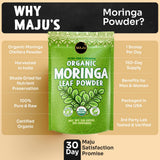 Maju Superfoods abrir envase para ver color verde intenso y frescura