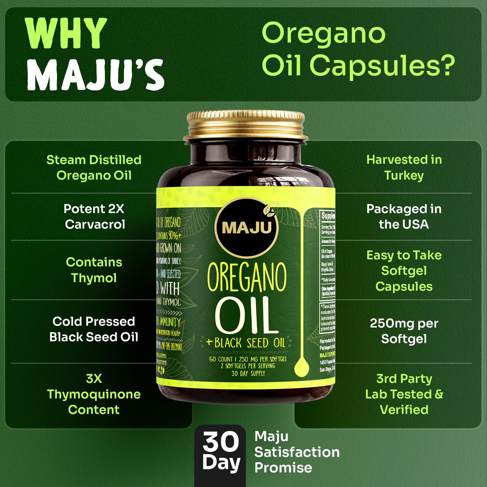 Maju Superfoods plantas de Origanum onites en montañas Taurus, origen trazable