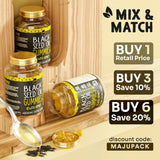 MAJU gominolas junto a miel enfatizando sabor natural y agradable