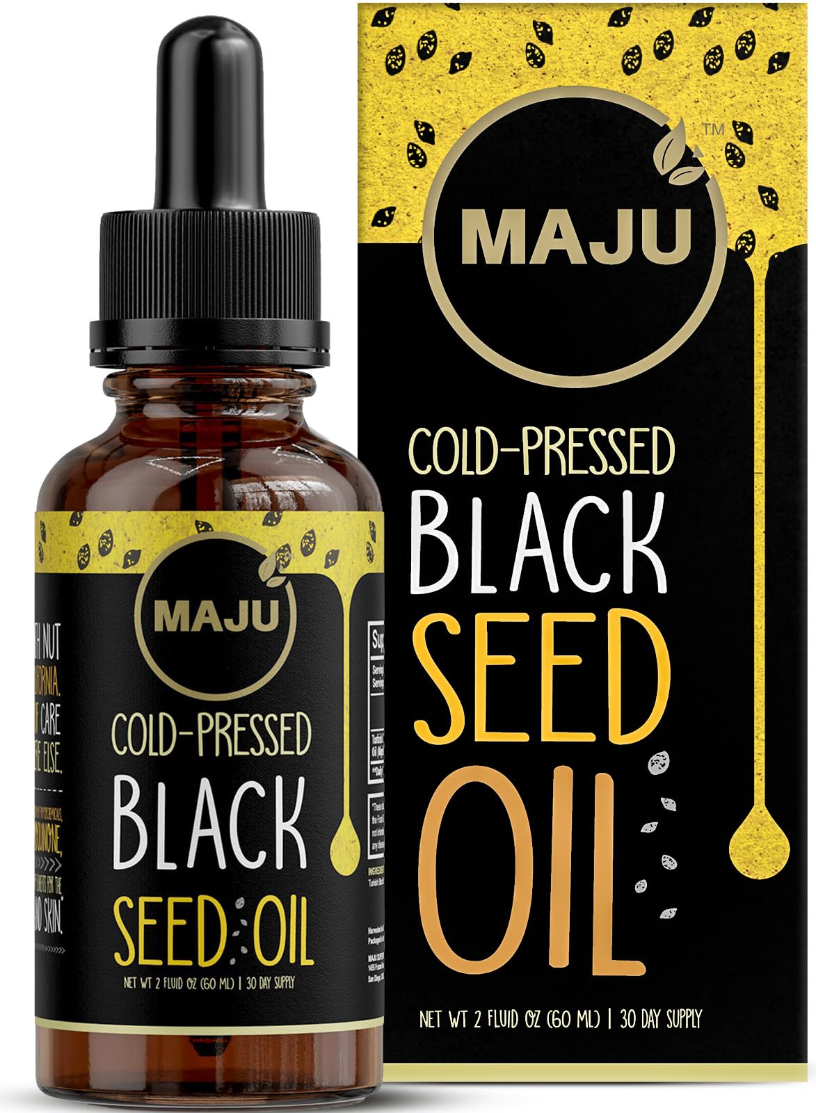 Maju Superfoods botella delantera mostrando etiqueta clara y tamaño viaje