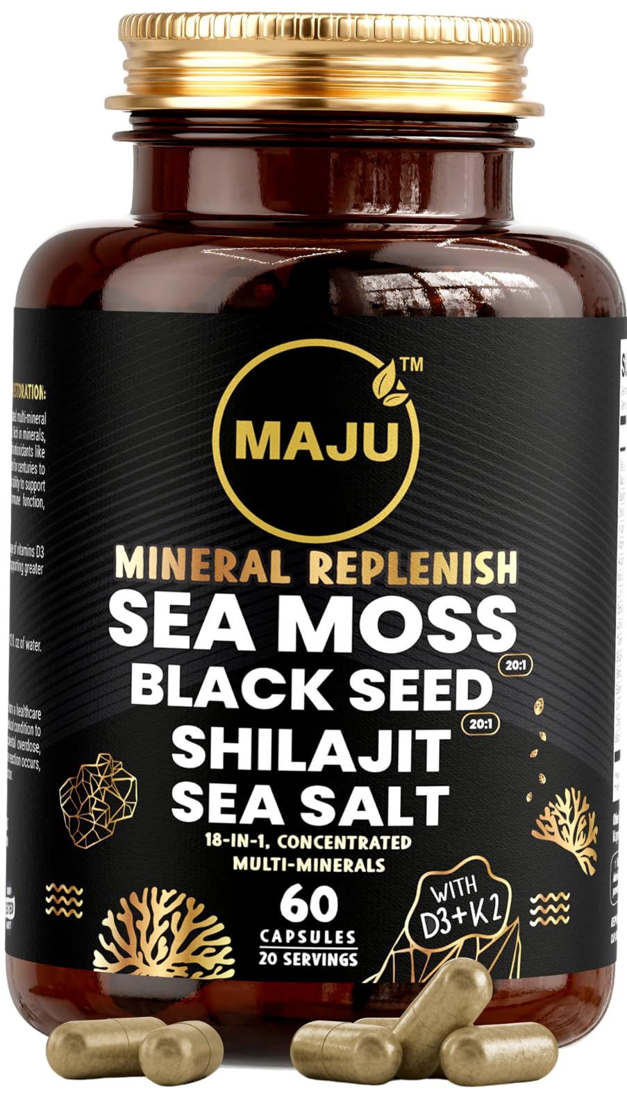 Maju Superfoods frente del packaging mostrando fórmula 18 en 1 y beneficios