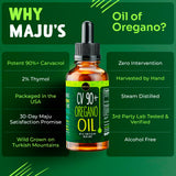 Maju Superfoods frasco junto a regla mostrando tamaño de 2 fl oz