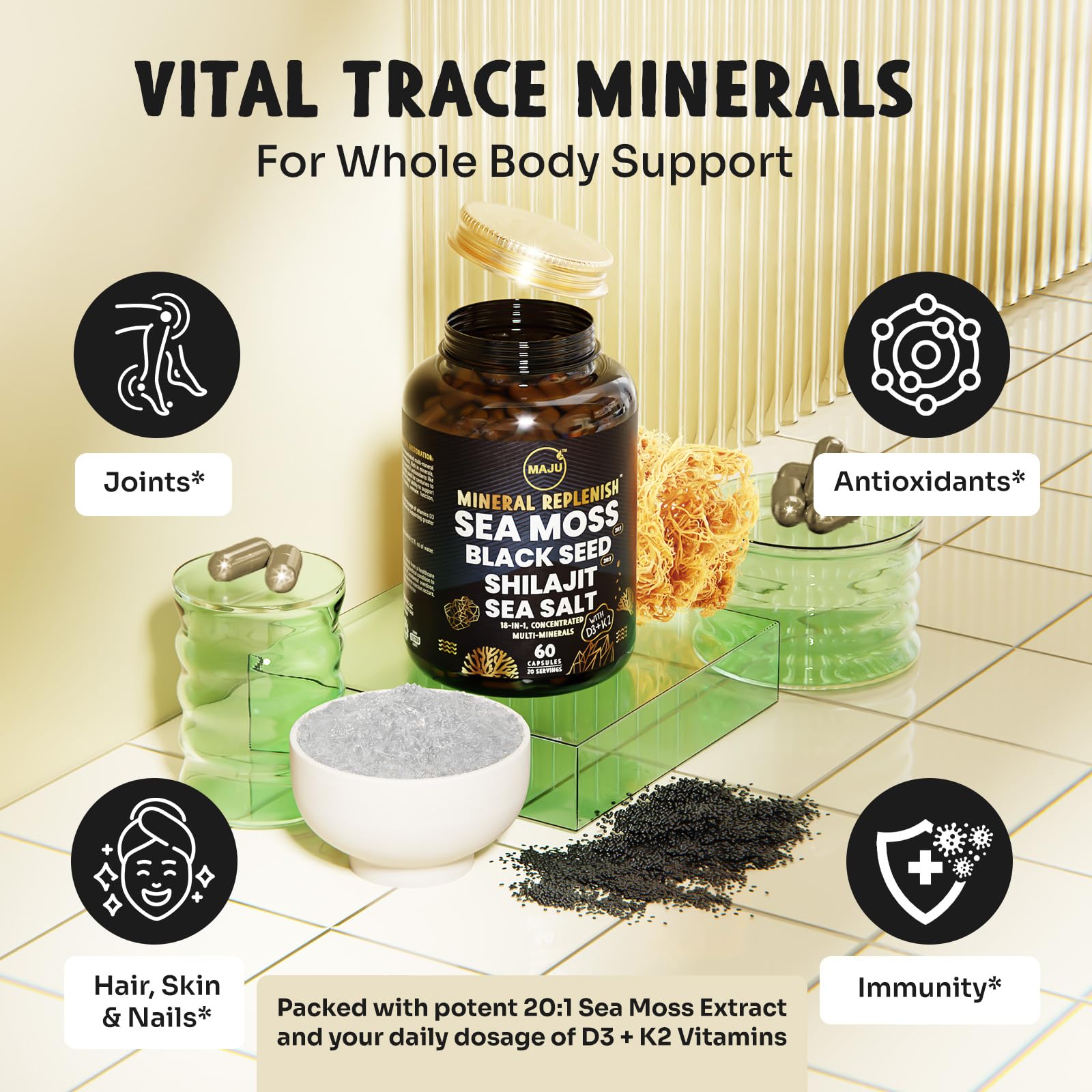 Maju Superfoods primer plano de extracto concentrado destacando pureza