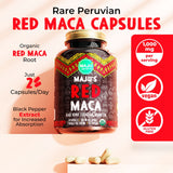 Maju Superfoods polvo de maca roja en textura, visualizando pureza y origen