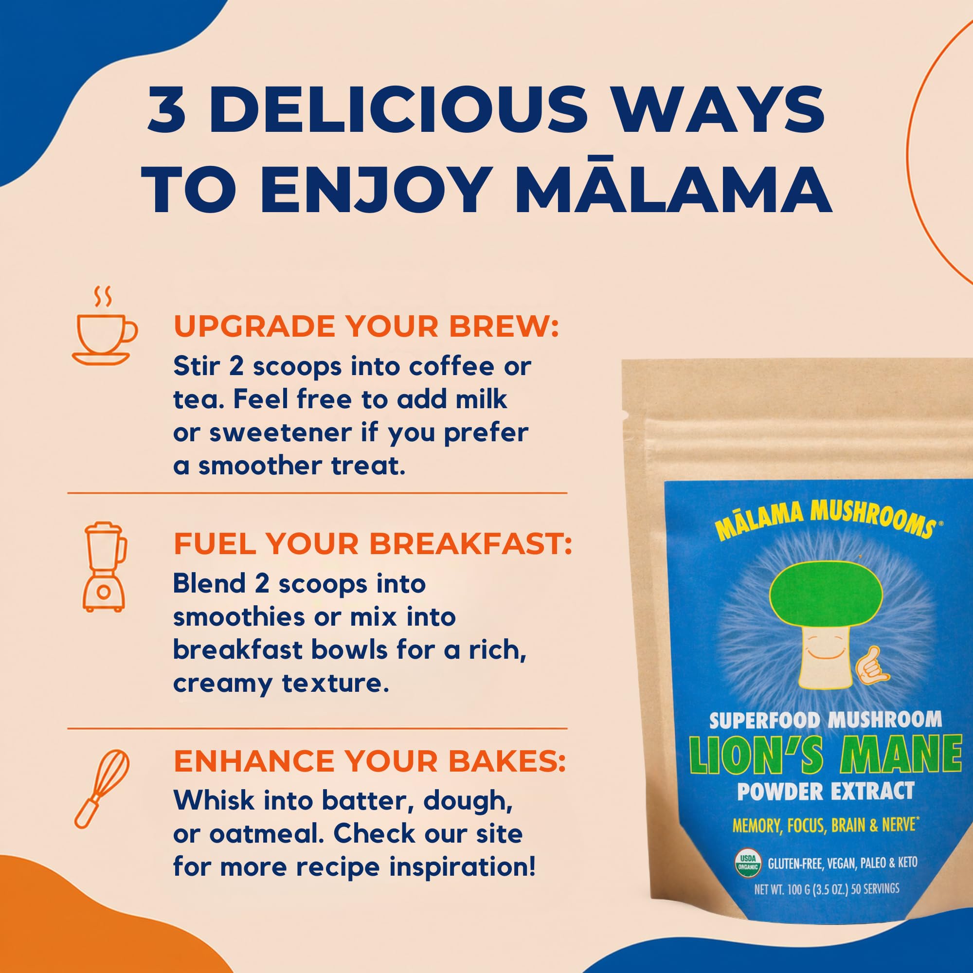 MALAMA MUSHROOMS frasco abierto junto a una regla para comparar tamaño