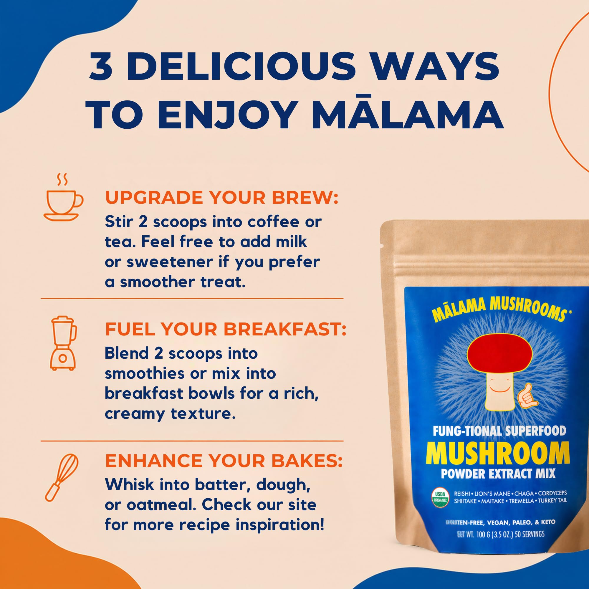 MALAMA MUSHROOMS tamaño de 3.5 oz en la palma para referencia