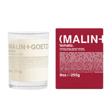 MALIN+GOETZ vela Tomato frontal mostrando diseño y envase beneficios estéticos